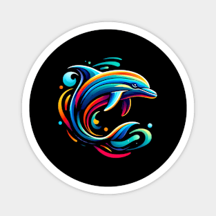 Animal work Dolphin Stylish Vivid Color Geometric Magnet